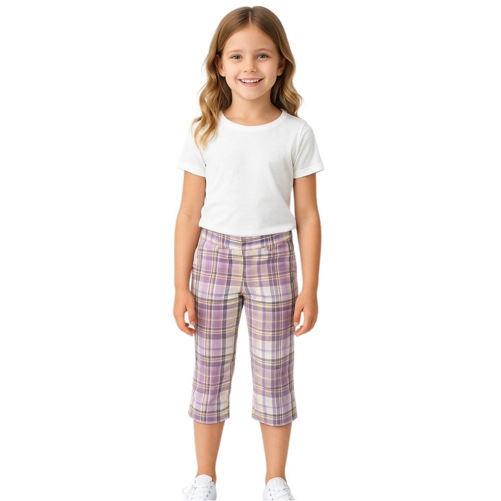 Janie and Jack Purple Plaid Side Zip Pants Size 6